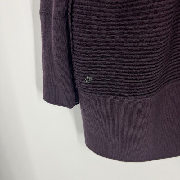 Lululemon Sweater Size 6 Plum Sit In Lotus Split Back Ribbed Cardigan Wrap Yoga - Picture 6 of 7